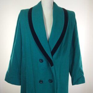 Vintage Projections Womens Coat Size 12 Green Wool Blend Long Double Breasted